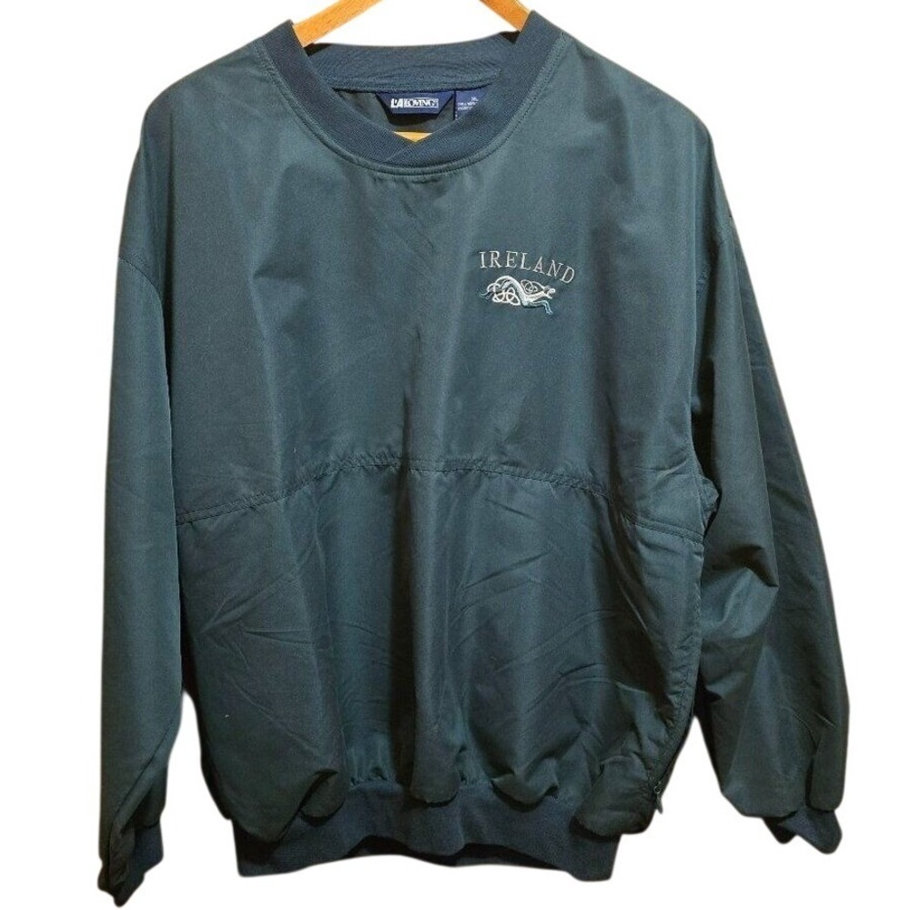 Vintage LA Loving Green Irish Pullover Windbreaker 3M Scotchgard‎ pockets! XL